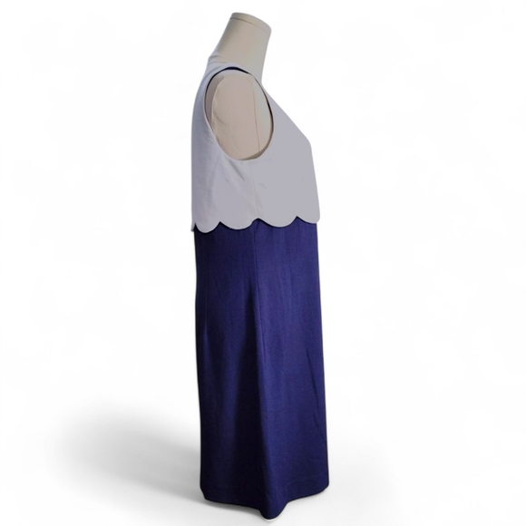 Sara Campbell Navy Blue & White Scallop Dress Womens Size Small - Picture 4 of 11